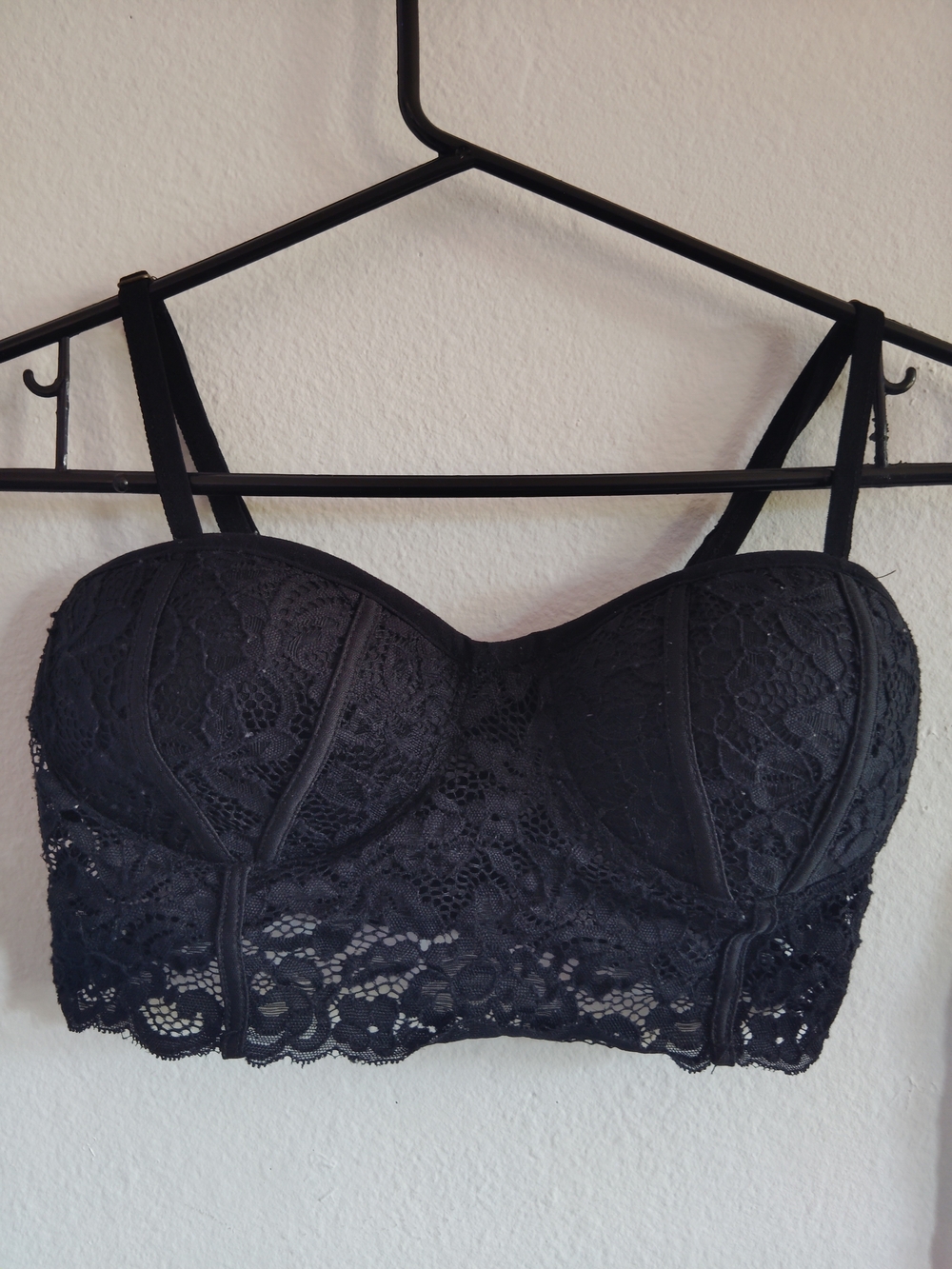 Haute Monde Black Lace Wireless Padded Bralette Top